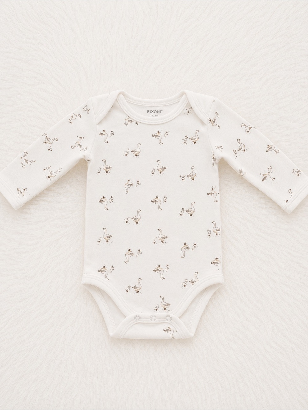 FIONI Clothing Cream Baby One-Piece with Goose Print